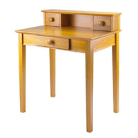 Winsome Studio Writing Desk with Hutch, Honey-This old-fashioned writing desk is updated with a sturdy frame and the sleek Honey Pine finish.