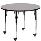 Flash Furniture Mobile 42" Round Grey HP Laminate Activity Table - Standard Height Adjustable Legs-Popular Round Activity Table