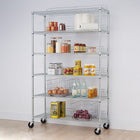 TRINITY 6-Tier Wire Shelving Rack with Wheels, Chrome (TBFC-0907)-Commercial grade wire shelving rack in Chrome finish