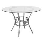 Flash Furniture Carlisle 45" Round Glass Dining Table with Silver Metal Frame-Clear Tempered Glass Surface