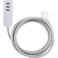 Staples 3-Outlet Extension Cord with USB Ports - 6 ft - Grey-3 grounded AC outlets and 2 USB ports with a shared 2.4A of charging power allow you to power your iPhone, Android, laptop, tablet, or other devices in any space