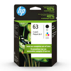 HP 63 Black & Tri-Colour Original Ink Cartridges, 2 Pack (L0R46AN)-Colours: Black, Tri-Colour