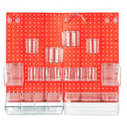 Azar 24-Piece Pegboard Wall Organizer Kit with Two Panels and Accessory Assortment - Red-Sold in Multiples of: 1