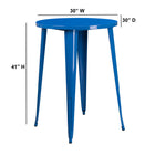 30'' Round Blue Metal Indoor-Outdoor Bar Height Table (CH-51090-40-BL-GG)-30"W x 30"D x 41"H