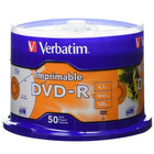 Verbatim DVD-R 4.7GB 16X White Inkjet Printable with Branded Hub, 50 Pack-Blank DVD+/-R media
