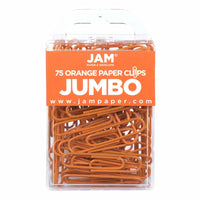 JAM Paper Colored Jumbo 2" Paper Clips - Orange - 3 Packs of 75-Color: Orange