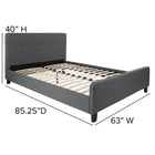 Flash Furniture Tribeca Queen Size Tufted Upholstered Platform Bed - Dark Grey Fabric-Tufted Upholstery