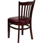 Flash Furniture HERCULES Series Vertical Slat Back Mahogany Wood Restaurant Chair - Burgundy Vinyl Seat-Burgundy Vinyl Upholstered Seat