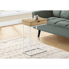 Monarch Specialties 3775 Accent Table - 25"H/Natural/White Metal-1 pass-through storage drawer for storing remotes and other small items features wide cut-out handles on both sides for convenient access