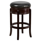 Flash Furniture 29" High Backless Wood Barstool with Carved Apron & Black Leather Swivel Seat - Cappuccino-Transitional Style Stool