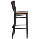 Flash Furniture HERCULES Series Black Slat Back Metal Restaurant Barstool - Walnut Wood Back & Seat-Walnut Wood Slat Back Design