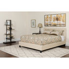 Flash Furniture Tribeca Full Size Tufted Upholstered Platform Bed in Beige Fabric with Pocket Spring Mattress-Panel Headboard