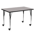 Flash Furniture Mobile 30"W x 60"L Rectangular Grey HP Laminate Activity Table - Standard Height Adjustable Legs-Popular Rectangular Activity Table