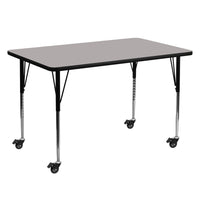 Flash Furniture Mobile 30"W x 60"L Rectangular Grey HP Laminate Activity Table - Standard Height Adjustable Legs-Popular Rectangular Activity Table