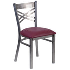 Flash Furniture HERCULES Series Clear Coated "X" Back Metal Restaurant Chair - Burgundy Vinyl Seat-500 lb. Weight Capacity
