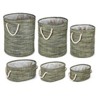 Truu Design Round Storage Baskets, Set of 6, 15.5 x 18 inches, Green-Ideal for storing and neatly organizing clothes, towels, and other household supplies