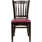 Flash Furniture HERCULES Series Vertical Slat Back Walnut Wood Restaurant Chairs with Burgundy Vinyl Seat - 2 Pack-Set of 2 Wood Dining Chairs