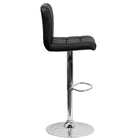 Flash Furniture Contemporary Black Quilted Vinyl Adjustable Height Barstool with Chrome Base-Black Vinyl Upholstery
