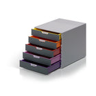 Durable Varicolour 5-Drawer Desk Storage Box - Grey-Grey