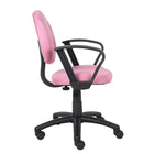 Nicer Furniture Perfect Posture Deluxe Microfiber Task Chair with Loop Arms - Pink-The seat comes in durable and easy-to-clean microfiber.