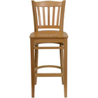 Flash Furniture HERCULES Series Vertical Slat Back Natural Wood Restaurant Barstool-Wood Dining Bar Stool