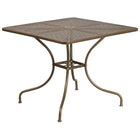 35.5'' Square Gold Indoor-Outdoor Steel Patio Table Set with 4 Square Back Chairs [CO-35SQ-02CHR4-GD-GG]-Designed for Indoor and Outdoor Use