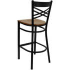 Flash Furniture HERCULES Series Black "X" Back Metal Restaurant Barstool - Cherry Wood Seat-Cherry Finished Wood Seat
