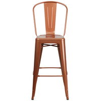 Flash Furniture Commercial Grade 30" High Copper Metal Indoor-Outdoor Barstool with Back-Set of 4 Bistro Style Bar Stools