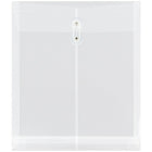 JAM Paper Plastic Envelopes with Button and String Tie Closure, Letter Open End, 9.75 x 11.75, Clear Poly, 12 Pack (118B1CL)-Clear