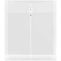 JAM Paper Plastic Envelopes with Button and String Tie Closure, Letter Open End, 9.75 x 11.75, Clear Poly, 12 Pack (118B1CL)-Clear