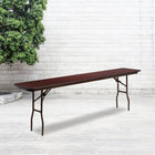 Flash Furniture 18" x 96" Rectangular Mahogany Melamine Laminate Folding Training Table-Seats up to 4 Adults