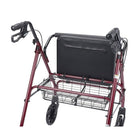 Drive Medical Heavy Duty Bariatric Rollator Walker with Padded Seat, Red-8" casters with soft-grip tires are ideal for indoor and outdoor use