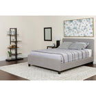 Flash Furniture Tribeca Twin Size Tufted Upholstered Platform Bed with Pocket Spring Mattress - Light Grey Fabric-Panel Headboard