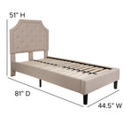 Flash Furniture Brighton Twin Size Tufted Upholstered Platform Bed - Beige Fabric-15 Wood Support Slats