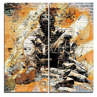 Designart Orange Hazardous Behavior Street Art Canvas Artwork, (PT3633-3-40-40)-Print