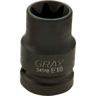 Gray Tools 1/2" Drive E18 Female Torx Socket-Size: E18