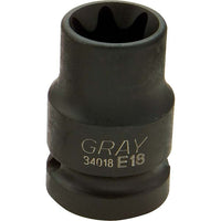 Gray Tools 1/2" Drive E18 Female Torx Socket-Size: E18