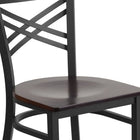 Flash Furniture HERCULES Series Black "X" Back Metal Restaurant Chair - Walnut Wood Seat-.625'' Thick Plywood Seat
