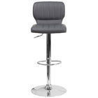 Flash Furniture Contemporary Grey Vinyl Adjustable Height Barstool with Vertical Stitch Back & Chrome Base-Contemporary Style Stool