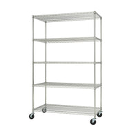 TRINITY EcoStorage 5-Tier Wire Shelving Rack with Wheels, Chrome (TBFZ-0915)-Shelves adjustable in 1" increments