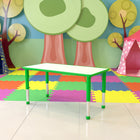 Flash Furniture 23.625"W x 47.25"L Rectangular Green Plastic Height Adjustable Activity Table with Grey Top-Primary Colours support early childhood development