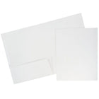 JAM Paper Glossy Two Pocket Presentation Folders, White, 50 Pack-White Glossy Presentation Folders