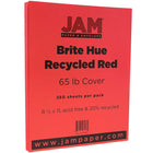 JAM Paper Bright Colour Cardstock, 8.5 x 11, 65lb Red Recycled, 250/ream (101378B)-Red