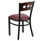Flash Furniture HERCULES Series Black 3 Circle Back Metal Restaurant Chair - Walnut Wood Back & Burgundy Vinyl Seat - 2 Pack-2.5" Thick Foam Padded Seat