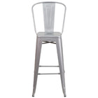Flash Furniture 30" High Silver Metal Indoor-Outdoor Barstool with Back-Bistro Style Barstool