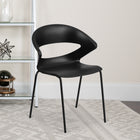Flash Furniture Contemporary Black Vinyl Adjustable Height Barstool with Quilted Wave Seat & Chrome Base - 2 Pack-Cutout Back allows air circulation
