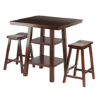 Winsome Orlando 3-Piece High Table Set, 2 Saddle Stools, Walnut (94308)-3-piece dining table set