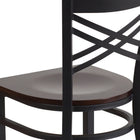 Flash Furniture HERCULES Series Black "X" Back Metal Restaurant Chair - Walnut Wood Seat-Welded Joint Assembly