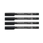 Staedtler Permanent Lumocolor Pens – 0.3mm – Black – 4 Pack-97% recycled barrel (barrel, cap and end-plug),