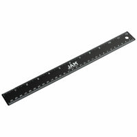 JAM Paper Stainless Steel Ruler with Non-Skid Backing - 12" - Black - 12 Pack-Color: Black Stainless Steel